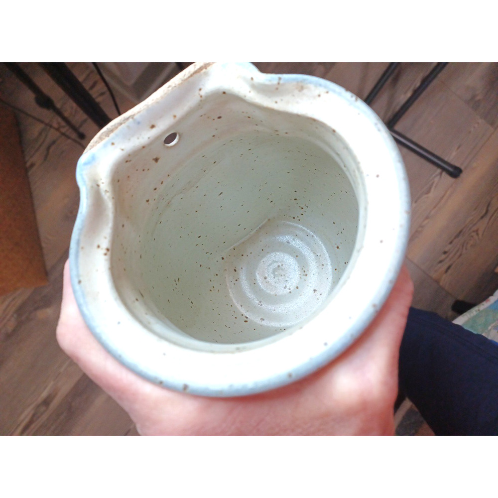 VTG Blue Heart Salt Speckled Stoneware Wall Vase Pocket 7x4 Country Cottage - Picture 9 of 16